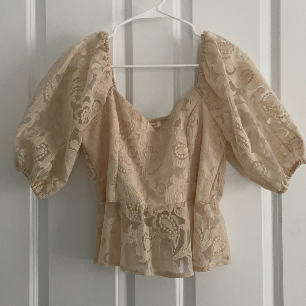 Cream Lace Blouse by Peach